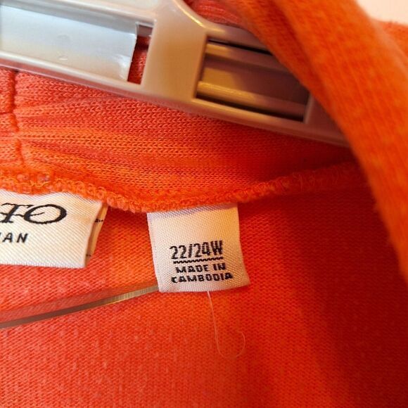 Cato Woman Size 22/24W Open Front Cardigan Peach Ruched Swing Asymmetrical Knit - Picture 5 of 7